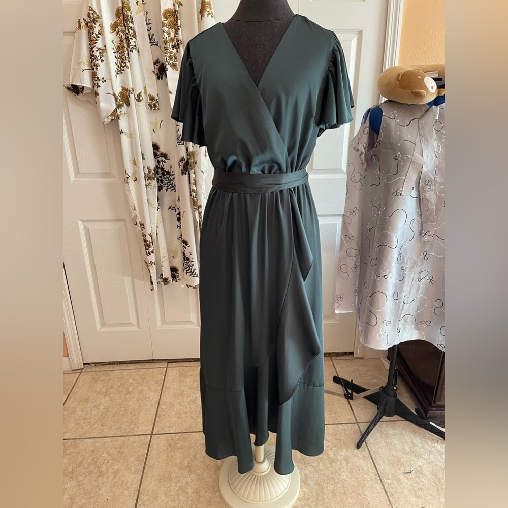 Satin Deep forest green Nicole Miller New York dress
